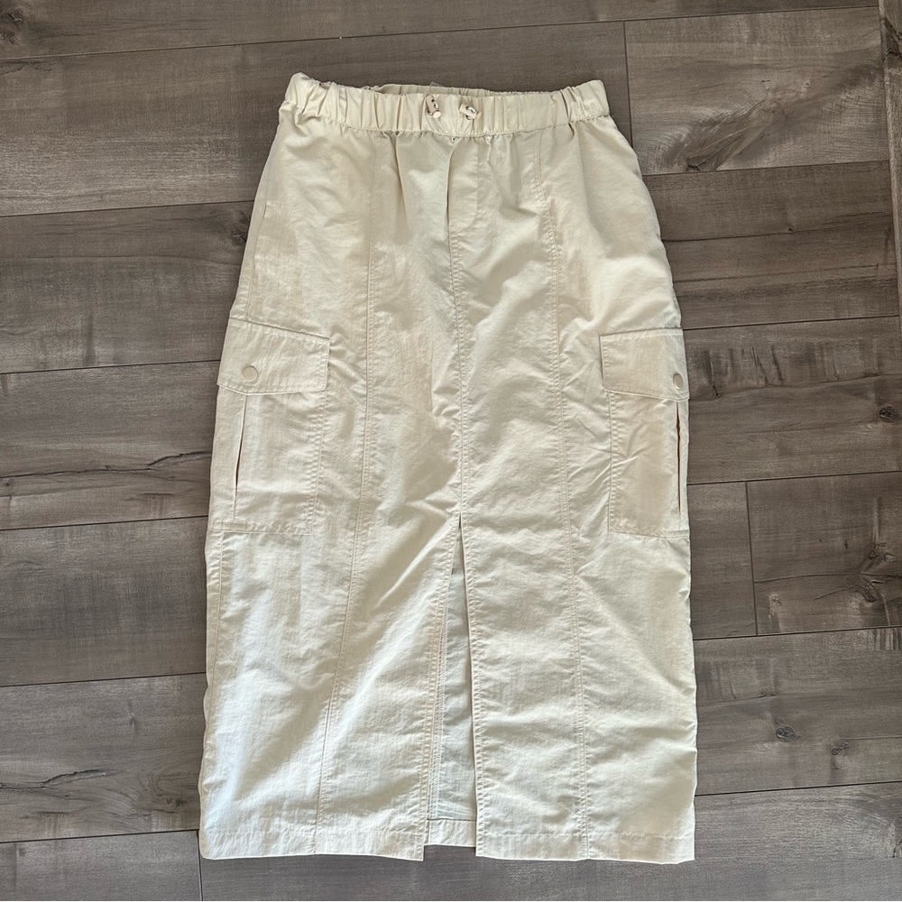 Cream Cargo Midi Skirt